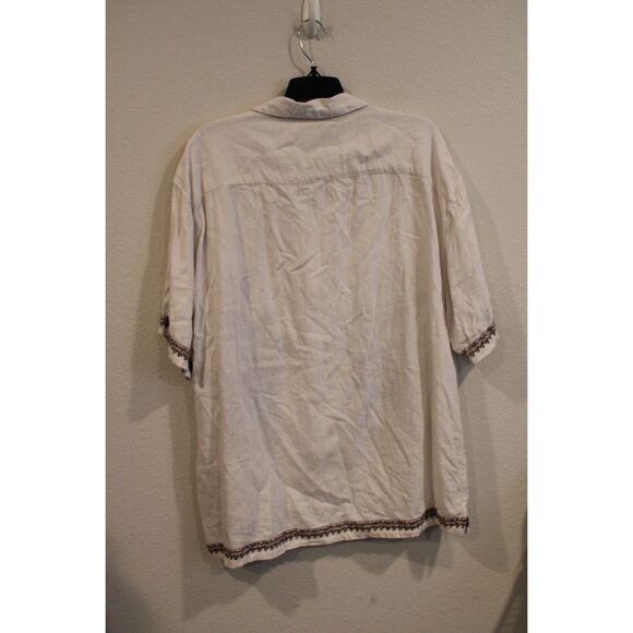 Abercrombie & Fitch Summer Linen blend embroidered button up shirt size xlarge - Picture 8 of 13